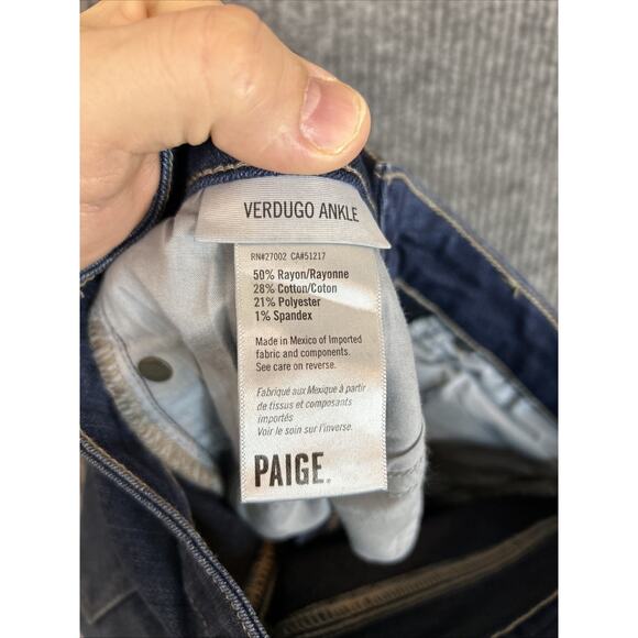 Paige Womens Verdugo Ankle Jeans Size 25 Blue Dark Wash Denim Stretch Casual - Picture 10 of 10